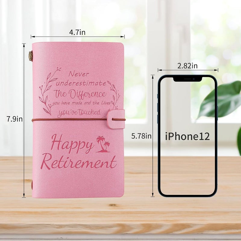 PRSTENLY Retirement Gift for Woman, Retirement Gifts for Women Teacher Friends Nurse Boss, Retired Going Away Goodbye Leaving Farewell Gifts for Coworkers- Happy Retirement Leather Journal - Image 4
